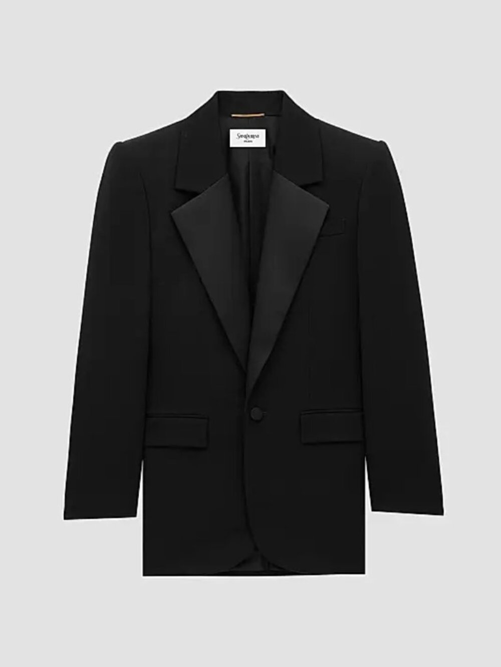 Saint Laurent Tuxedo Blazer Jacket Grain De Poudre Long Sleeve Wool Black US 2